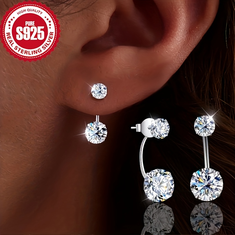 Women's S925 Silver Mixed Size Zirconia Stud Earrings